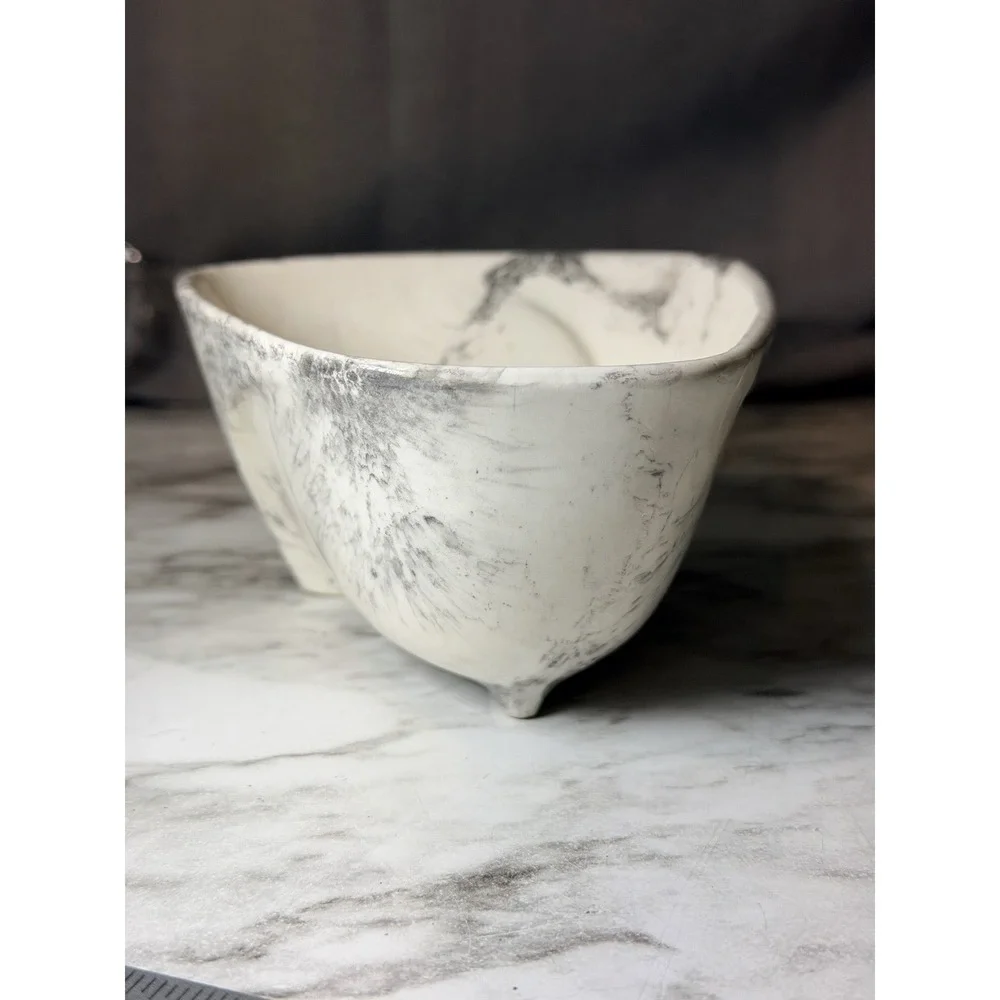 VTG Sunkist Pottery Planter #462 Gray & White Swirl California Made 7x5x3 (3030)